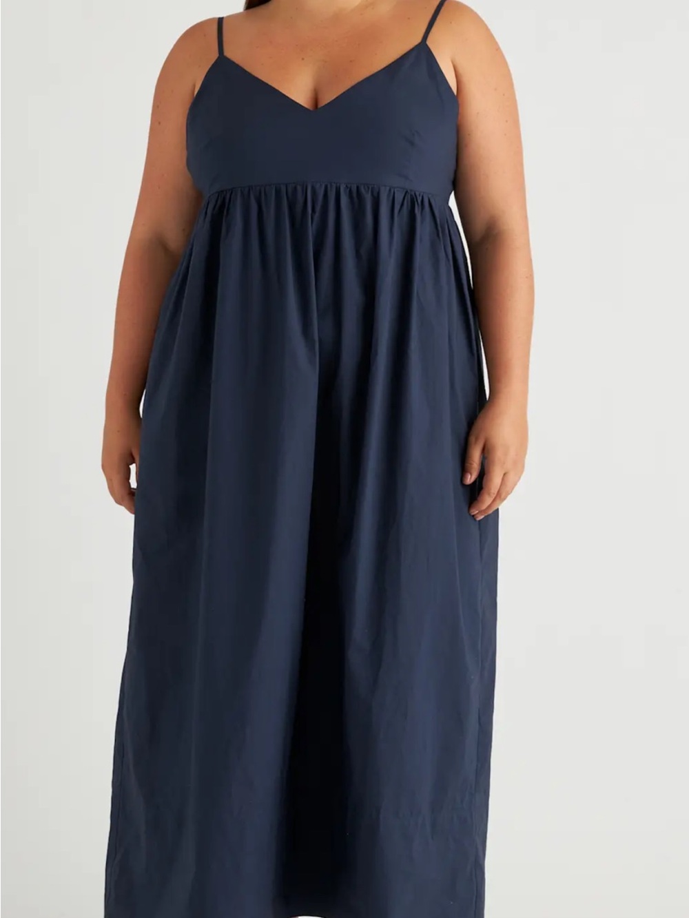 Quince Navy Blue Maxi Dress with Spaghetti Straps Size L